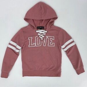 Almost Famous Pink Love Hoodie Pullover Long Sleeve Sweatshirt